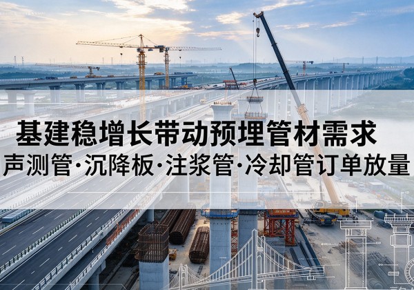 张掖基建稳增长带动预埋监测管材需求，声测管、沉降板、注浆管订单持续放量